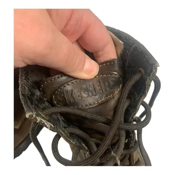 Skechers 7.5 Women's Brown Leather healed vintage y2k Ankle Boots chunky - Picture 16 of 16